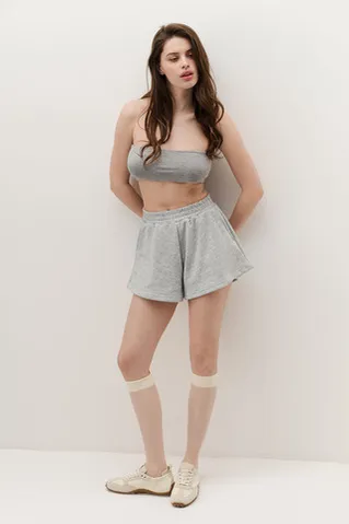 Топ-бандо из вискозы цвета серый меланж