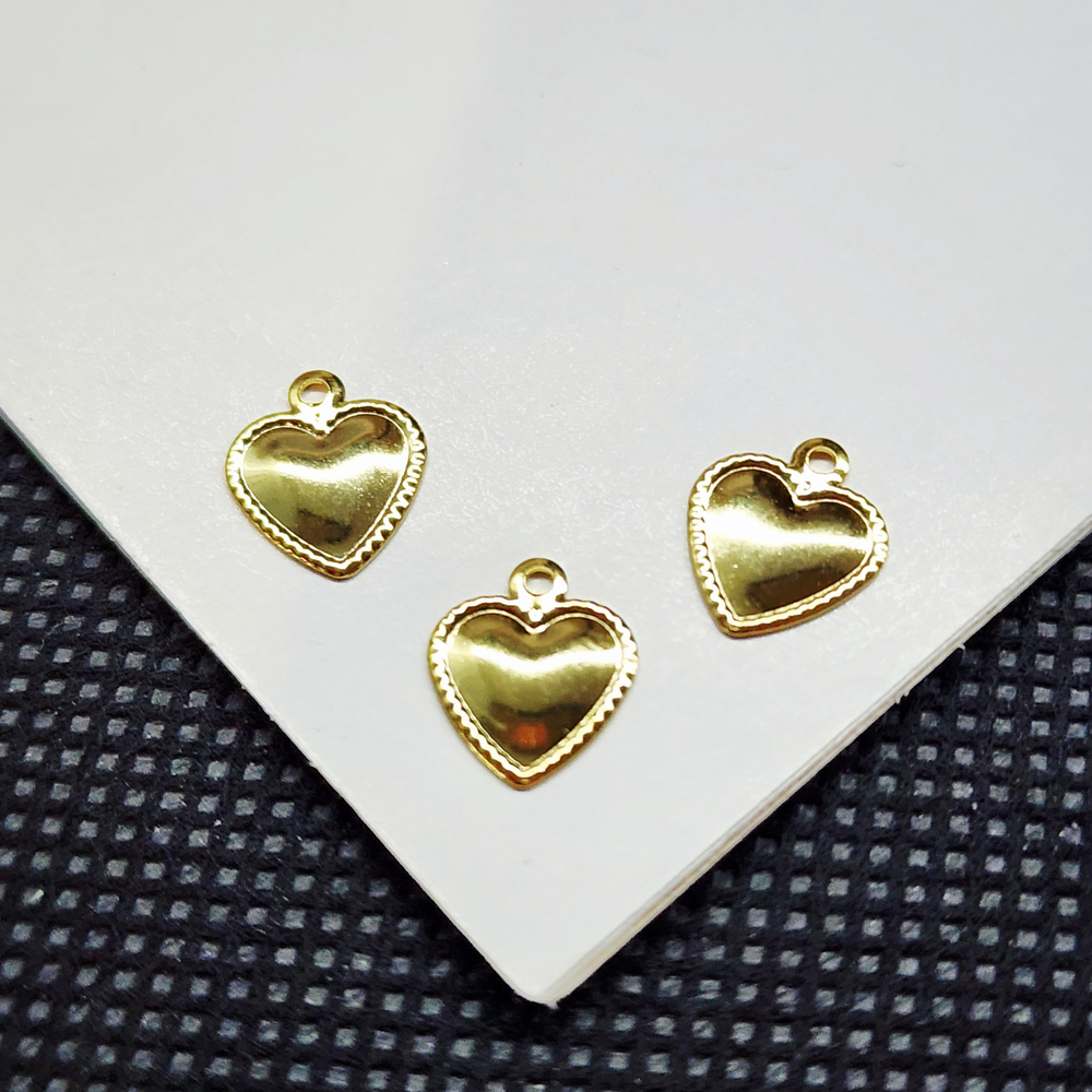 Подвеска сердце, сталь, позолота, 10мм, штучно