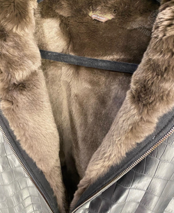 Бомбер Loro Piana с мехом со вставками кожи крокодила