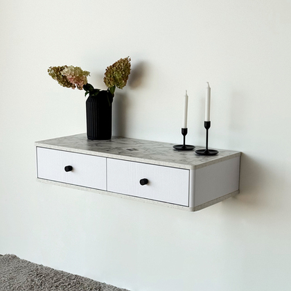 Подвесной туалетный столик консоль Royal 5310 эко (Мрамор Каррара-р.черная)