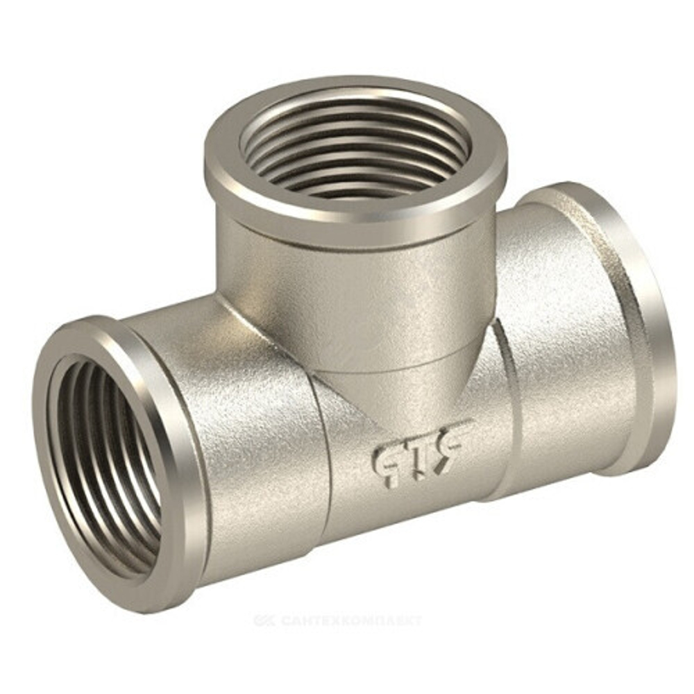 Тройник латунь никель Ду 32 (1 1/4") ВР/ВР RTP (РосТурПласт) 25198