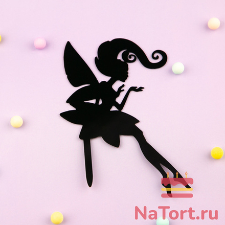 Топпер «Силуэт» фея воздушный поцелуй , черный