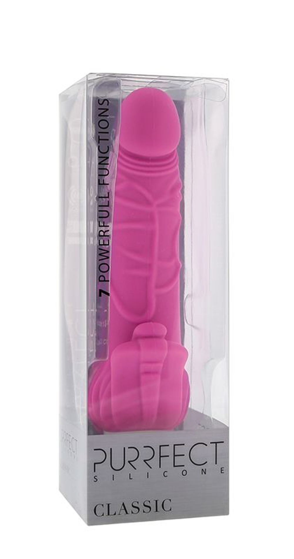 Розовый вибратор с лепестками у основания PURRFECT SILICONE CLASSIC 7INCH PINK - 18 см. (Цвет: розовый)