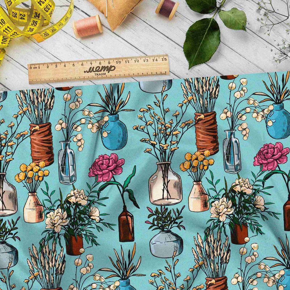 Ткань бифлекс сухоцветы в бутылочке