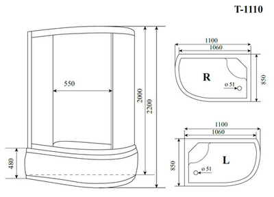 Душевая кабина Timo T-1110P L