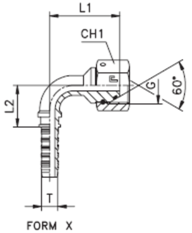 Фитинг DN 16 BSP (Г) 3/4 (90) (штифтованная гайка, o-ring)