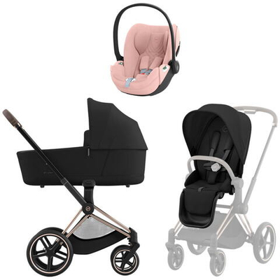 Коляска 3 в 1 Cybex Priam IV Rosegold complete и автокресло Cloud T i-Size Peach Pink Plus Sepia Black