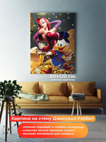 Картина на холсте на стену для интерьера Джессика Рэббит и Скрудж Макдак. Мотивация. Размер: 80 на 120 см.