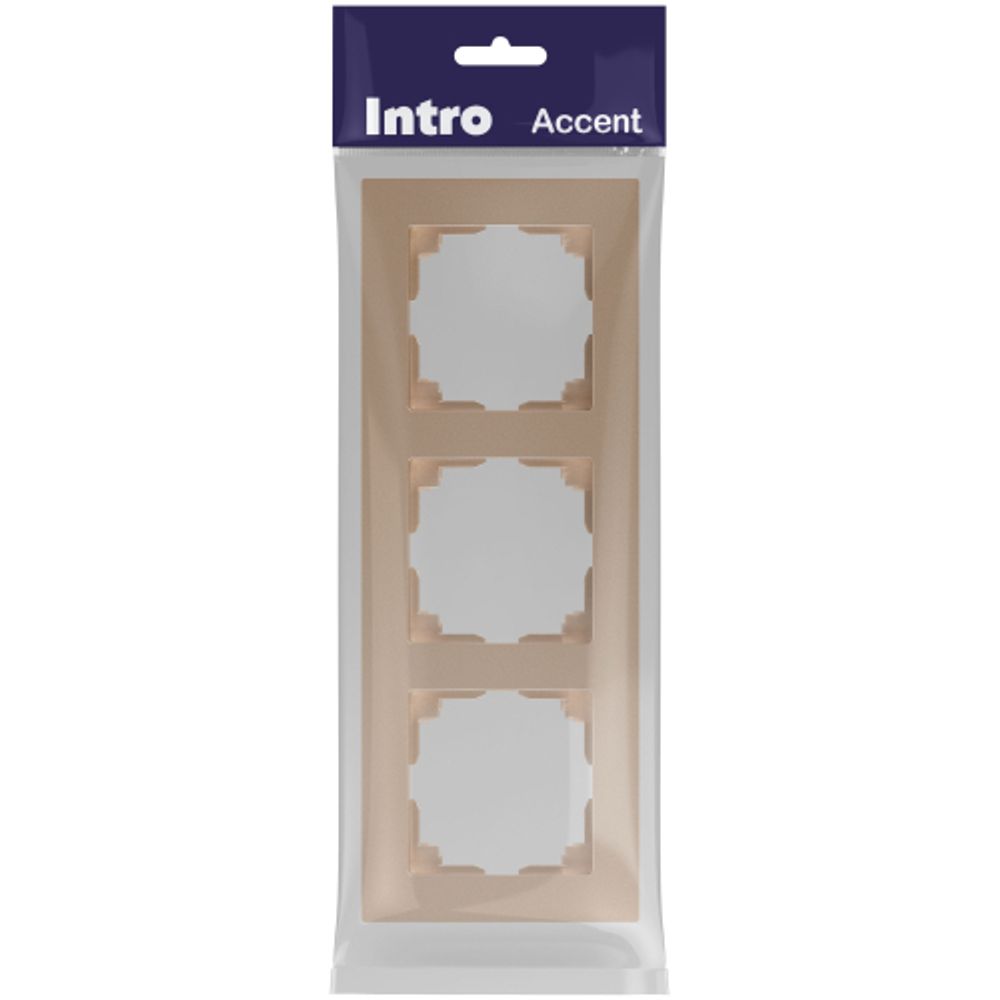 Рамка для розеток и выключателей Intro Accent 6-503-04 на 3 поста, СУ, шампань | Intro