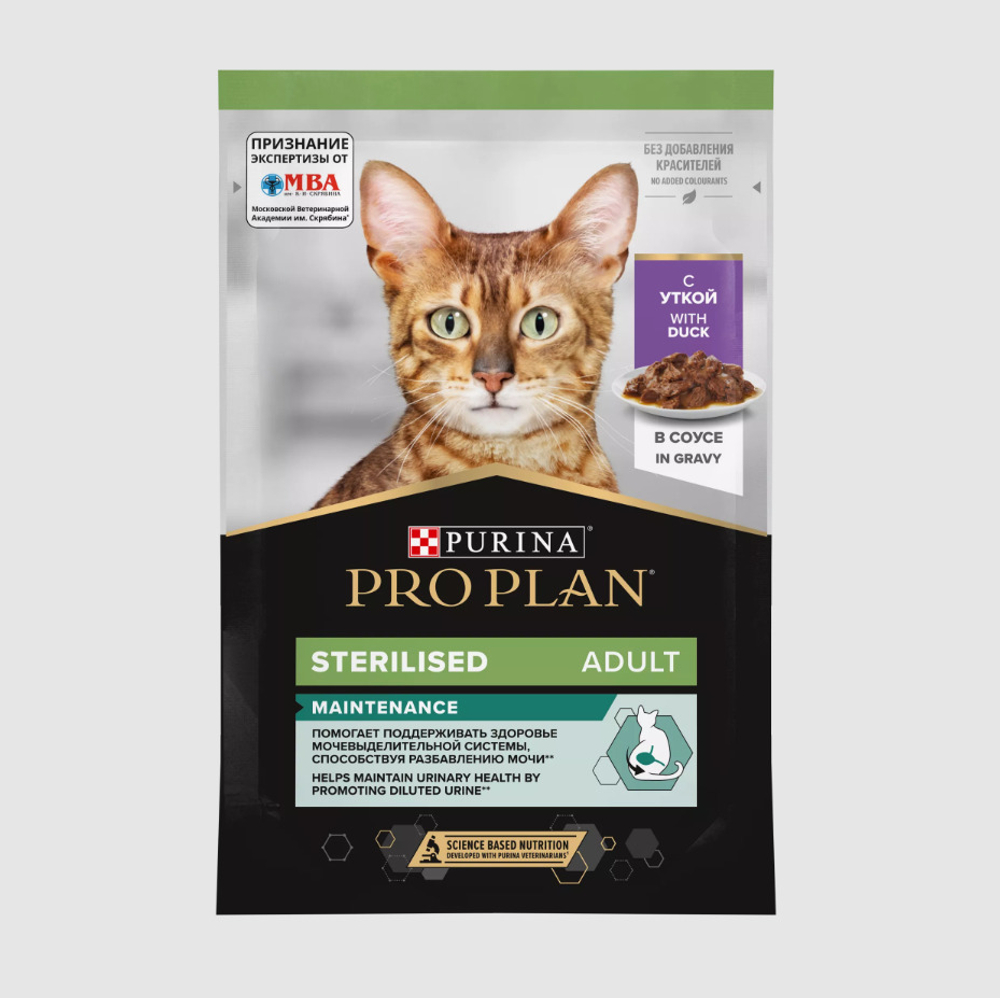 Корм влажный Purina Pro Plan MAINTENANCE, д/взр кошек старше года, утка, 85 г