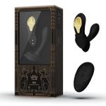 Чёрный вибромассажёр в трусики 8,5см с насадкой и пультом ДУ + управление через приложение Zalo Aya Wearable Vibrator Obsidian Black