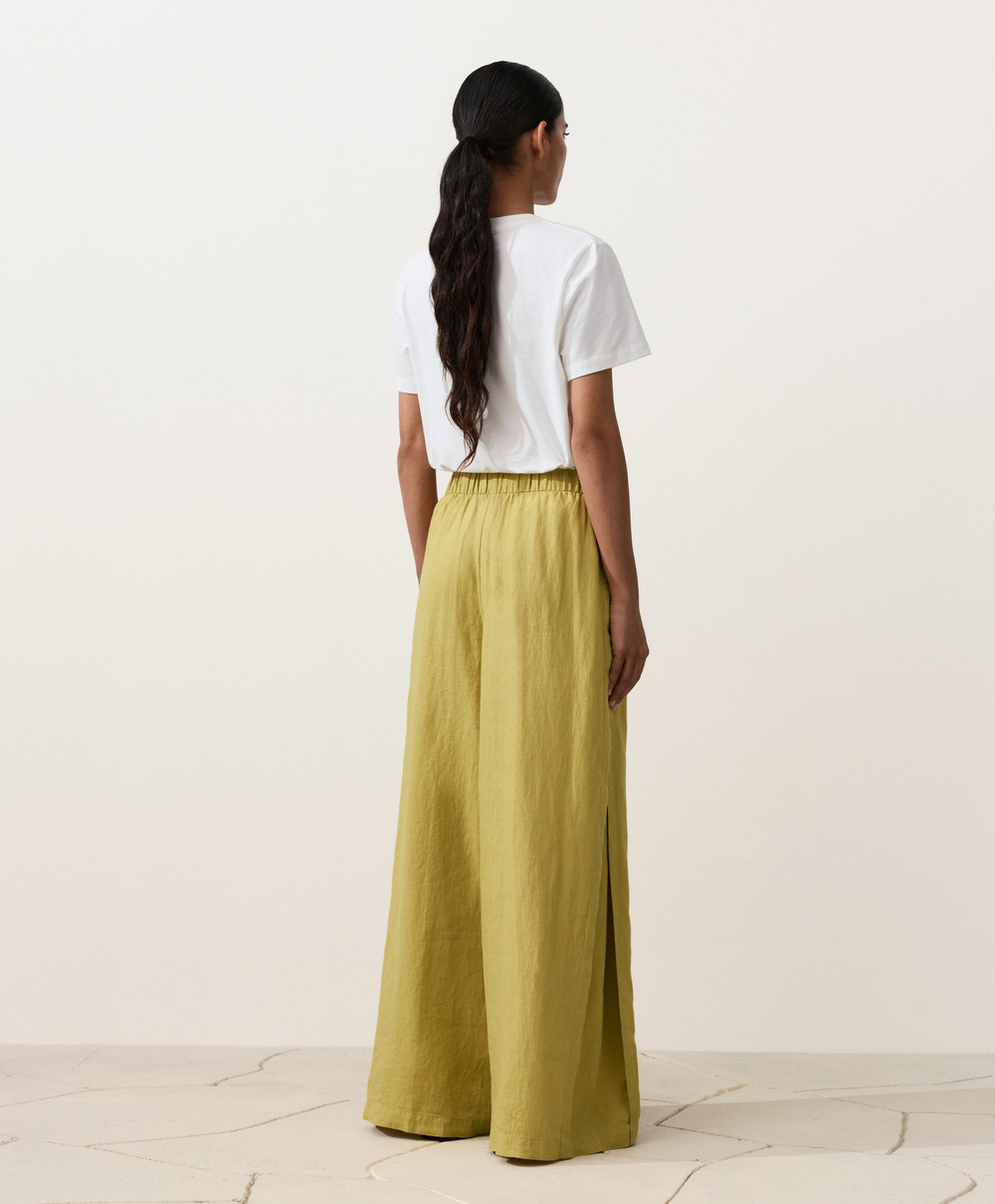 OYSHO Широкие брюки из 100% льна с боковой складкой, лаймовый