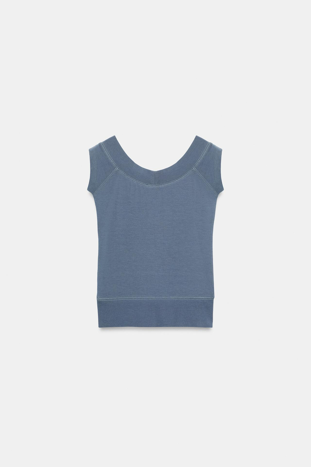 ZARA ТОП С ВЫРЕЗОМ «ЛОДОЧКА», ГОЛУБОЙ