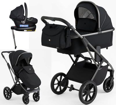 Коляска 4 в 1 Sweet Baby Ricci + автокресло Elegante Plus с базой i-Size ISOFIX DK780 Black