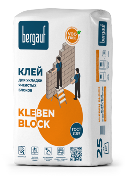 Клей для ячеистых блоков Kleben Blok Bergauf 25кг/56шт