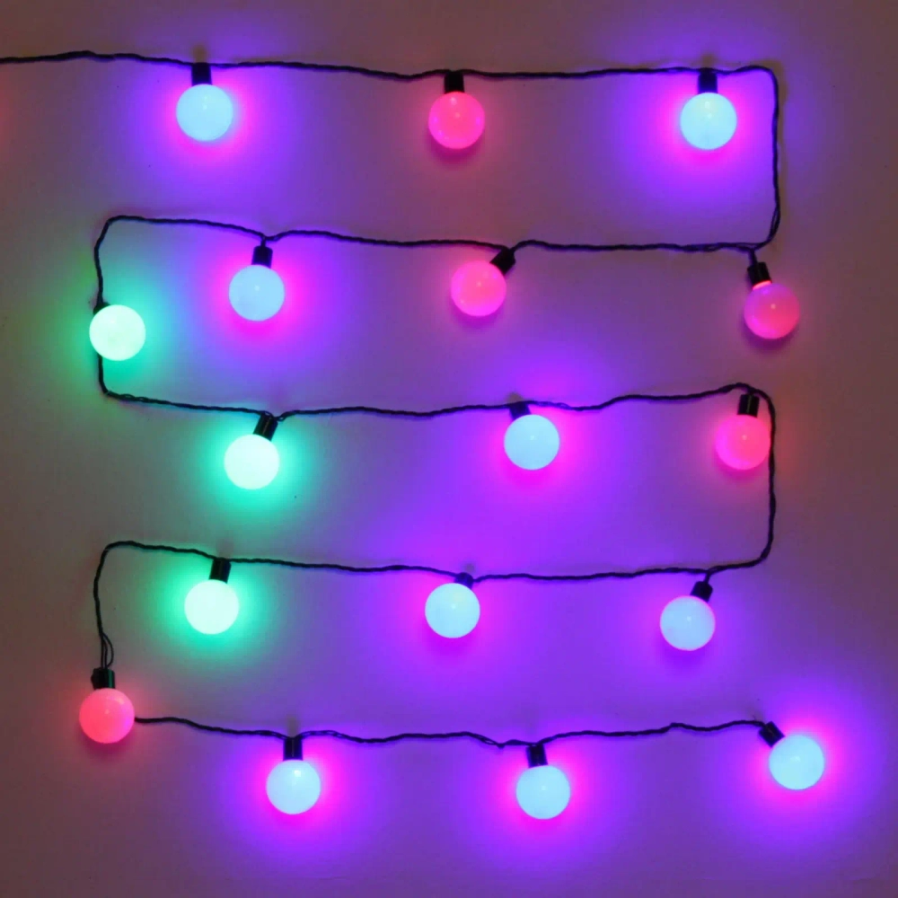 Гирлянда для дома 3м 20 ламп LED с насадками ШАР d-3,5 см, черн.провод, авторежим, IP-20, RG/RB