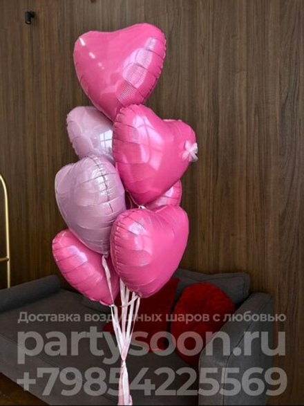 Фонтан из воздушных шаров "Нежность" - 7 сердец