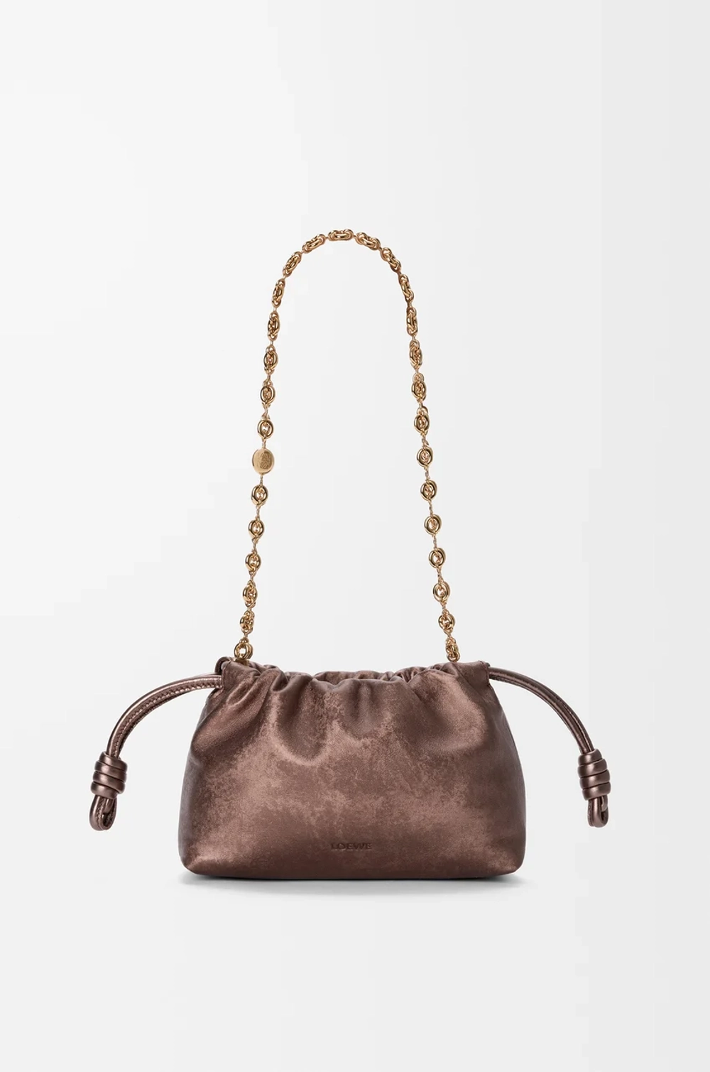 Loewe Мини-сумка Flamenco из телячьей кожи с муаровым принтом, бронзовый