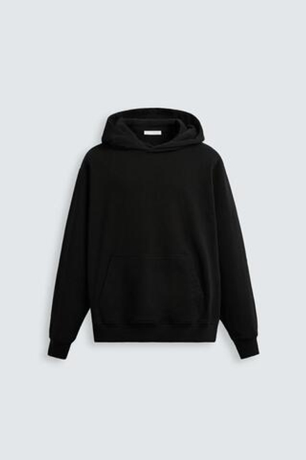 ZARA БАЗОВОЕ ХУДИ С КАПЮШОНОМ, ЧЕРНЫЙ