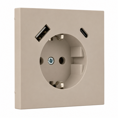 Розетка с USB, 16А 250В с зарядным (A+C) 3,4А LIREGUS MODERN IUK-3-01.M/ONC кремовый матовый