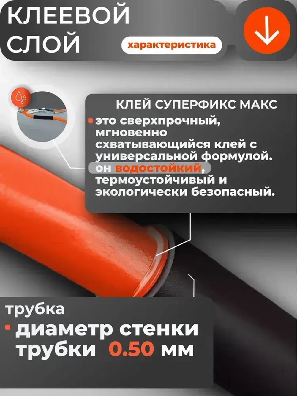 Термоусадка водонепроницаемая для проводов с клеевым слоем 3 метра черная, усадка 4:1. Термоусадочная трубка для проводов. Диаметр 6мм