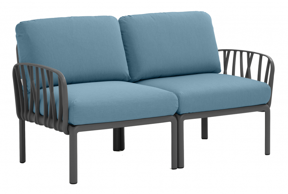 Диван пластиковый с подушками Nardi Komodo 2, антрацит, синий