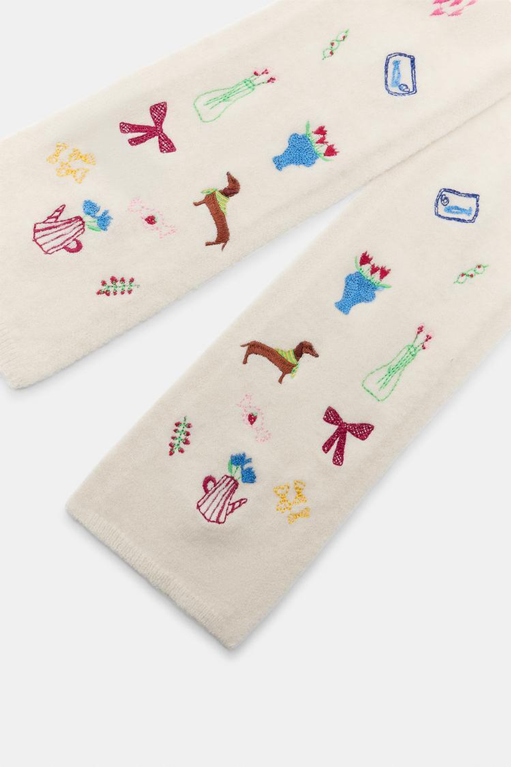 ZARA ШАРФ С ВЫШИВКОЙ, ЭКРЮ