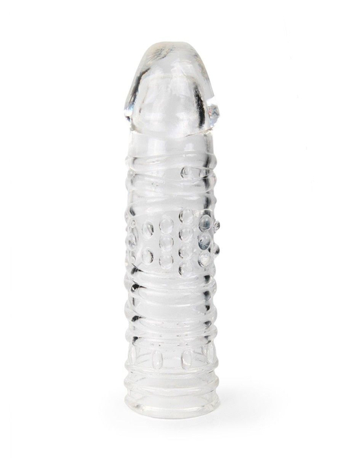 Прозрачная закрытая насадка на пенис - 17 см.