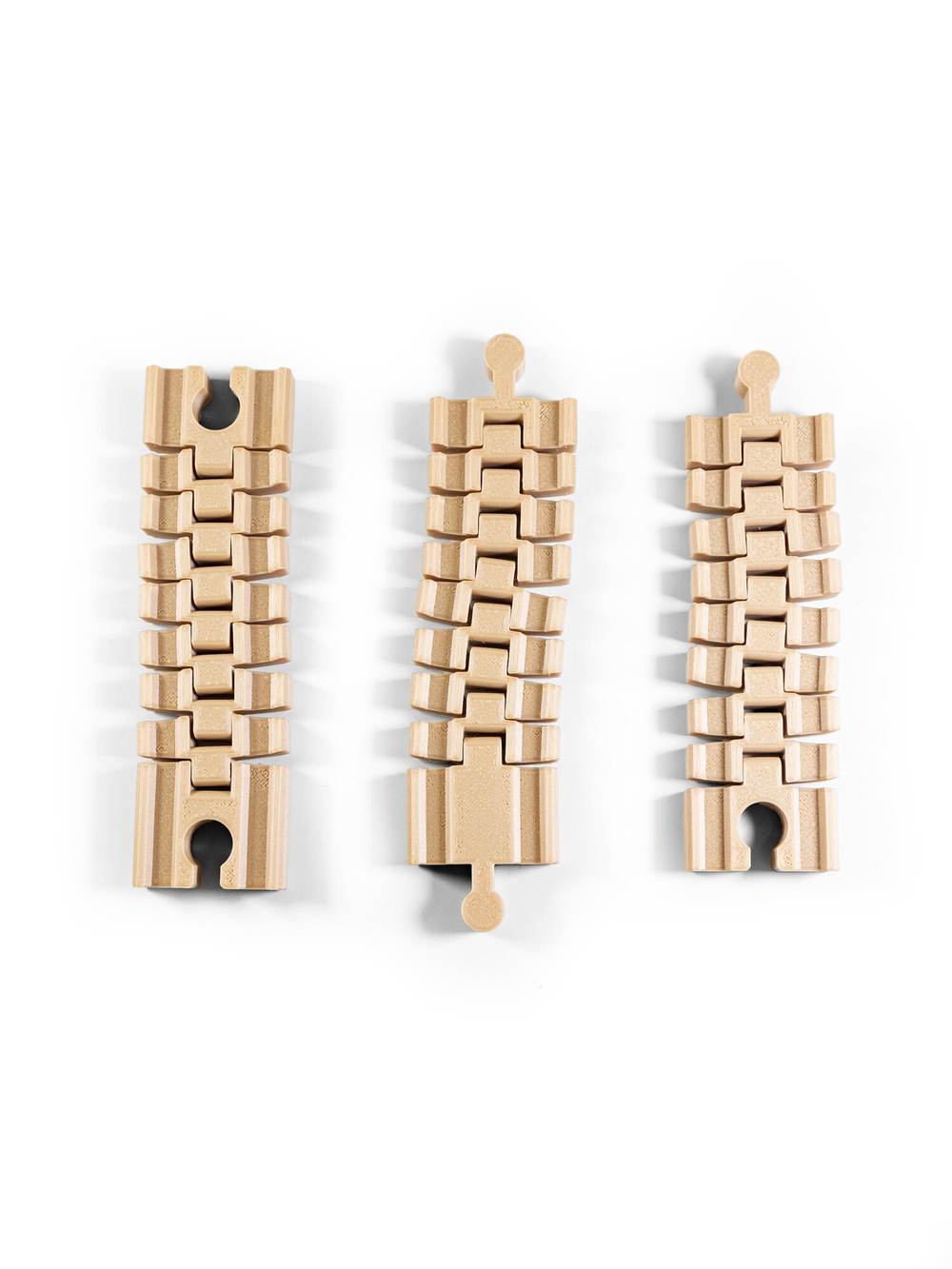 Набор 3 шт. гибких соединителей для деревянной железной дороги ИКЕЯ (IKEA), рельсы 3D печать, 14 см., бежевый