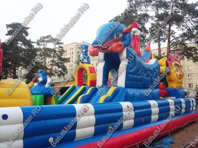 Недорогой батут "Синий дракон" 10*7*3.5 м