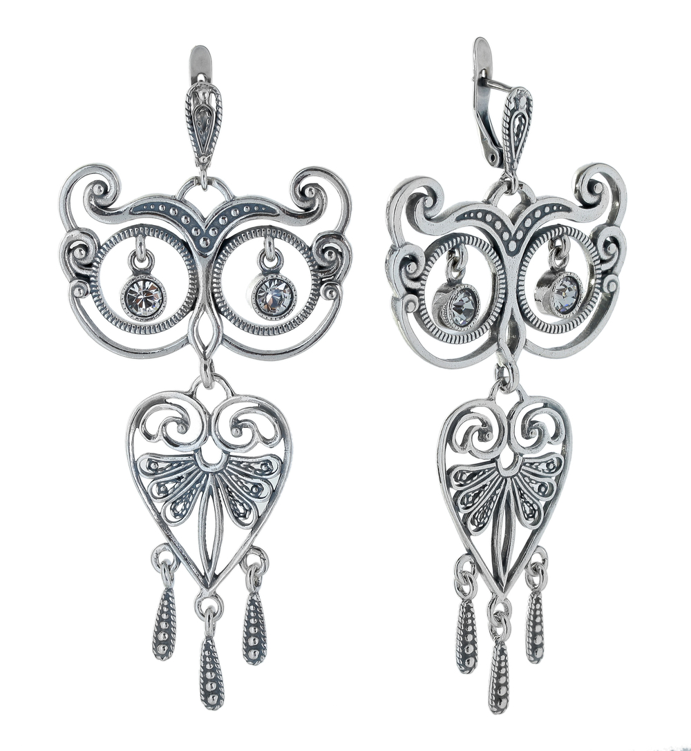 "Кетуна" серьги в серебряном покрытии из коллекции "Bubo" от Jenavi  с английским замком