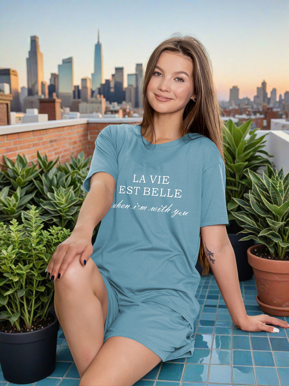 С-1430 Пижама из вискозы (шорты и топ)+ПРИНТ