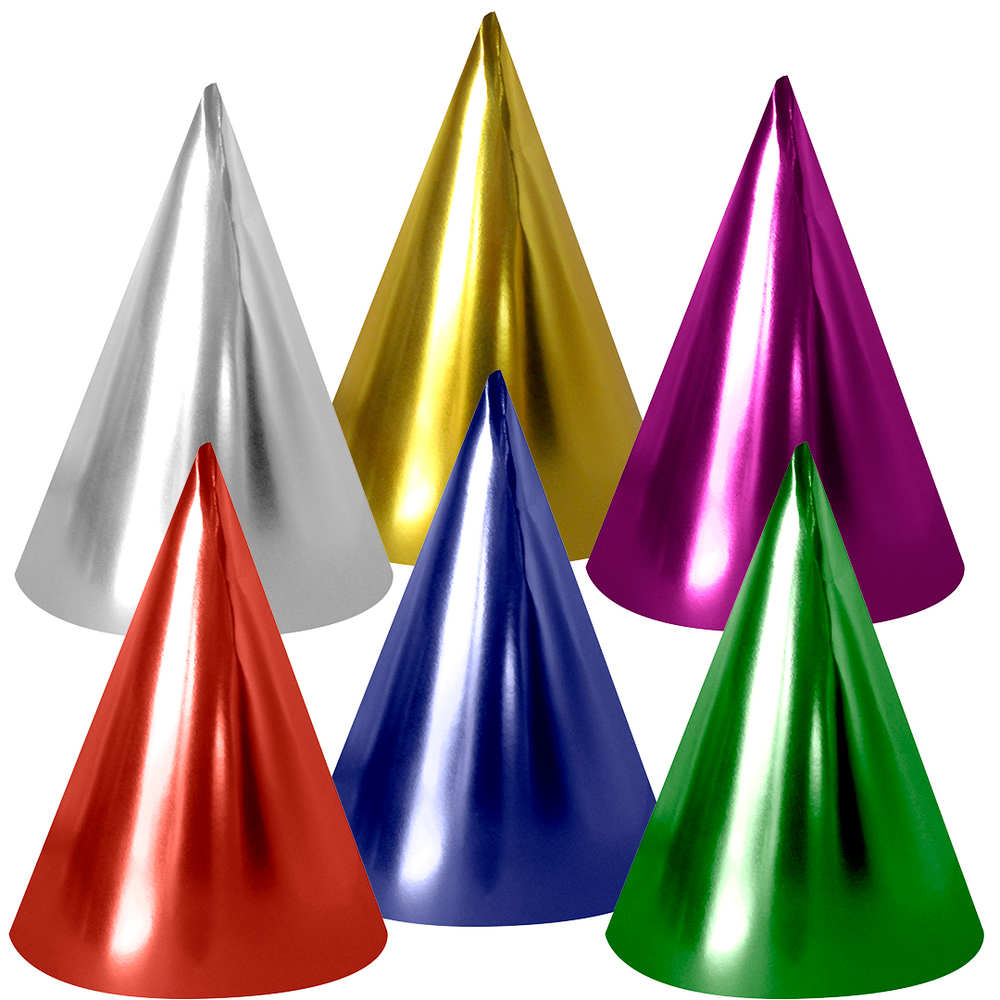 Колпаки, Микс, Яркие цвета, Металлик, 16 см, 6 шт. в упак.
