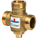 STOUT Термостатический смесительный клапан для твердотопливных котлов 1" НР x 1" НР x 1 1/2" ВР 60°С KV 3,2
