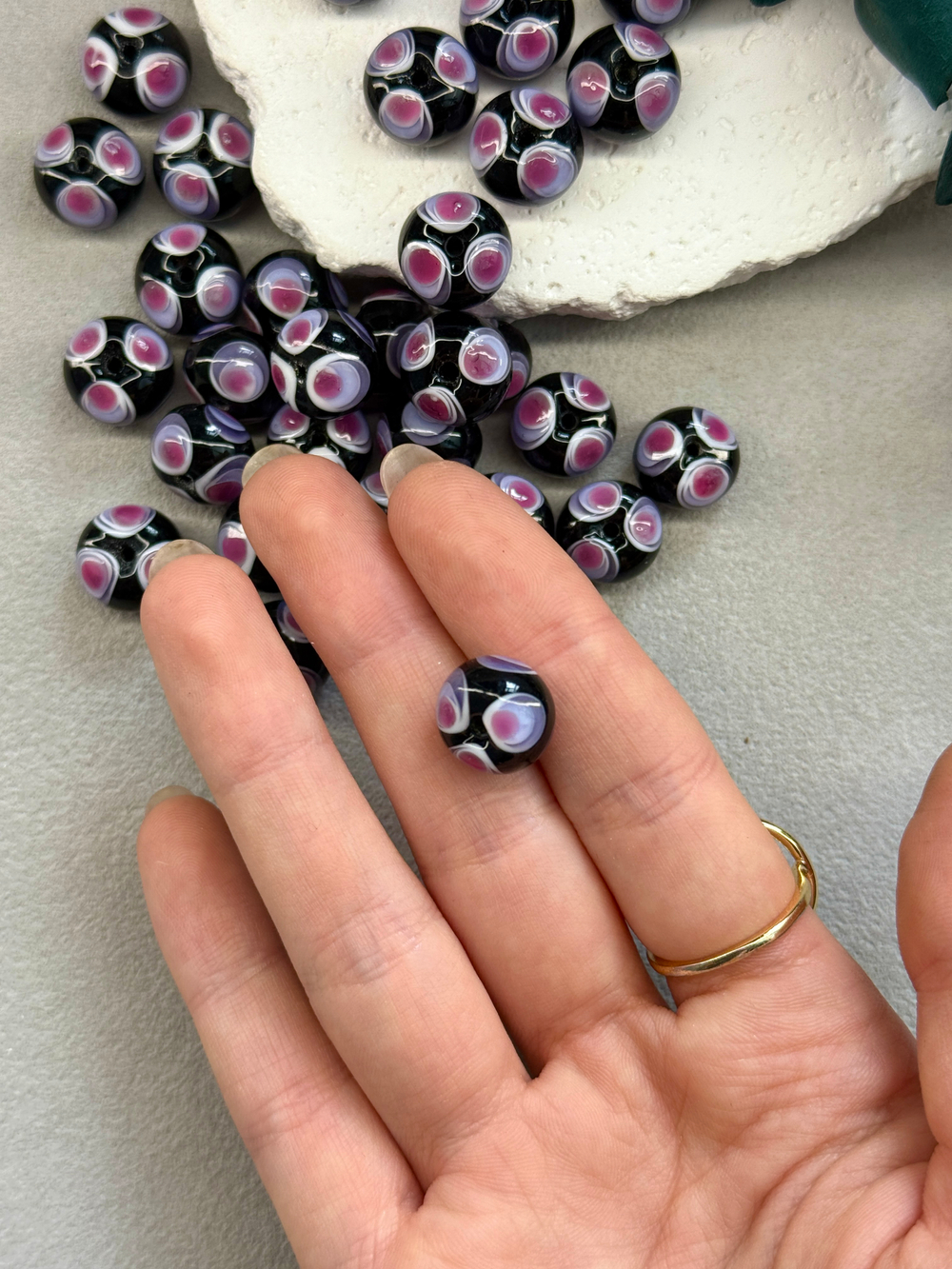 Стеклянные бусины лэмпворк 13*13 мм "Калейдоскоп"