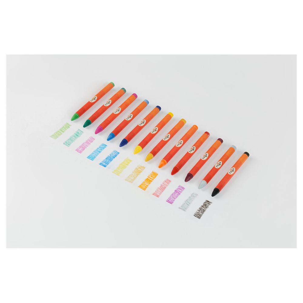 Мелки восковые 12цв. Гамма Оранжевое солнце, круглые, золото + серебро, картон. уп.