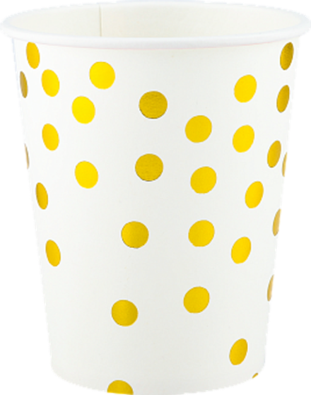 Стаканы Золотое конфетти Белый/Золото Металлик (250 мл) 6 шт.