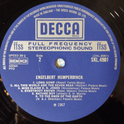 Винтажная виниловая пластинка LP Engelbert Humperdinck The Last Waltz (UK 1967)