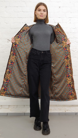 Пальто "Сказочный лес", по мотивам фламандского гобелена 16 века, выполненного в технике мильфлёр