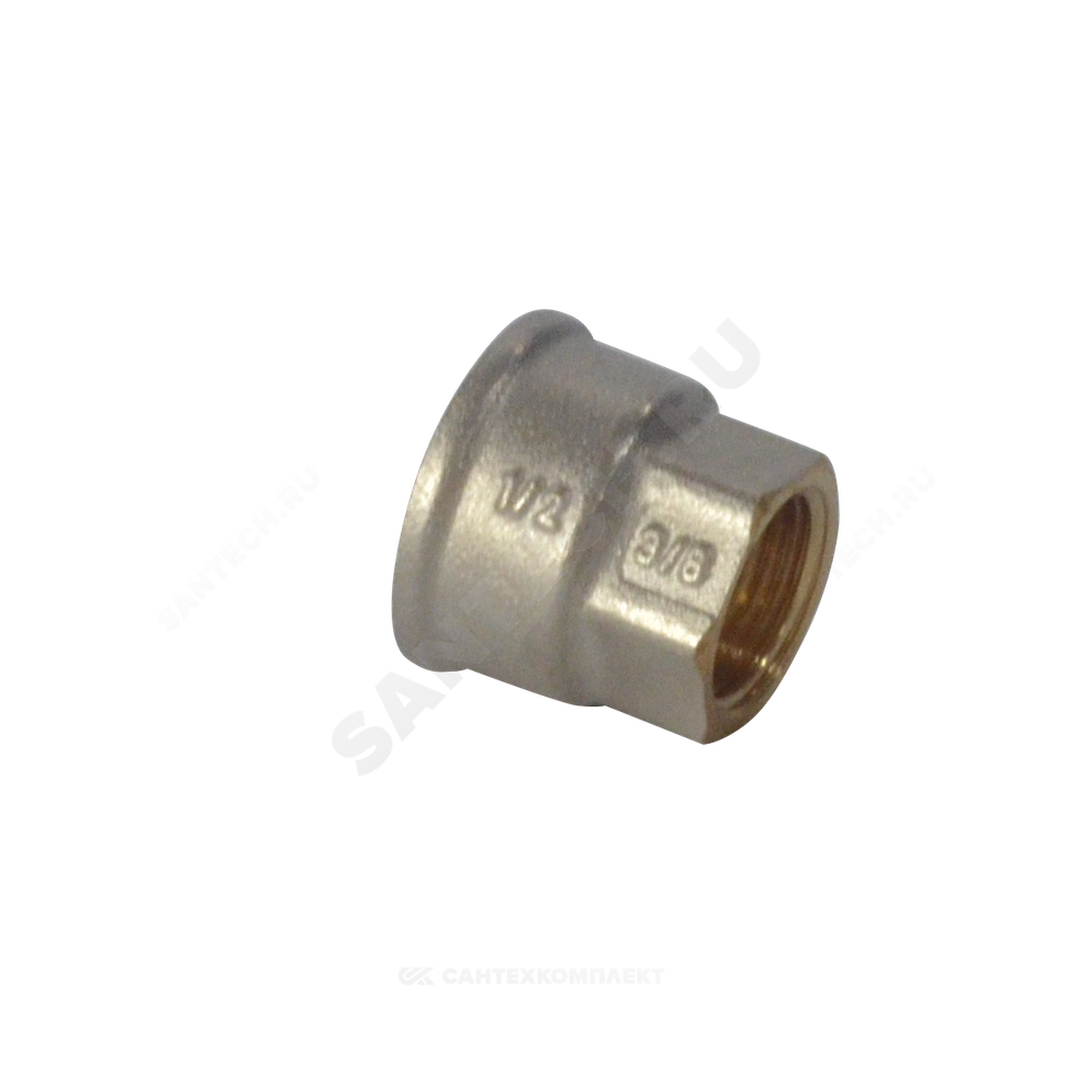 Муфта латунь никель переходная Ду 50х32 (2"х1 1/4") ВР/ВР 9019 ГОСТ 32585-2013 Aquasfera 9019-12
