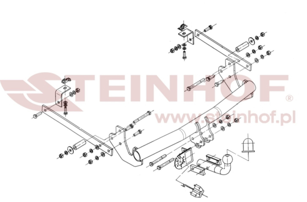 Фаркоп на Citroen Jumpy II (также Long L2) 2006-2016, FIAT Scudo II (также Long L2) 2007-2016, Peugeot Expert II (также Long L2) 2007-2016, Toyota Proace (также Long L2) 2013-2016 (паспорт и сертификат в комплекте)(без электрики) Steinhof.F-148