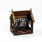 Резная кормушка-домик из кедра для птиц из дерева. F3