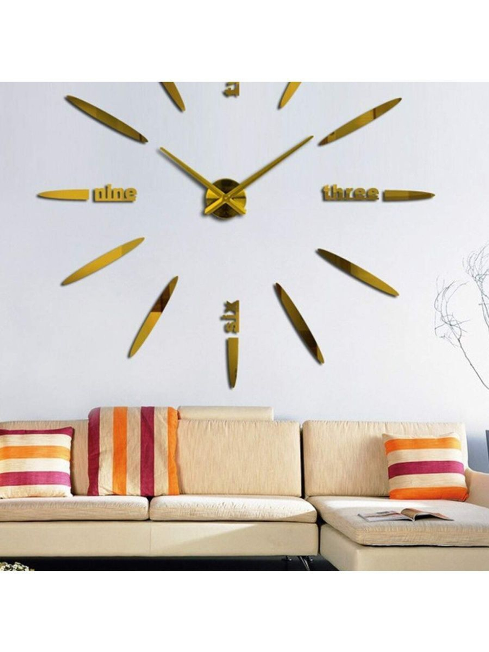 Большие 3D часы бесшумные на стену с надписью от 70  до 120 см Декор для дома, подарок