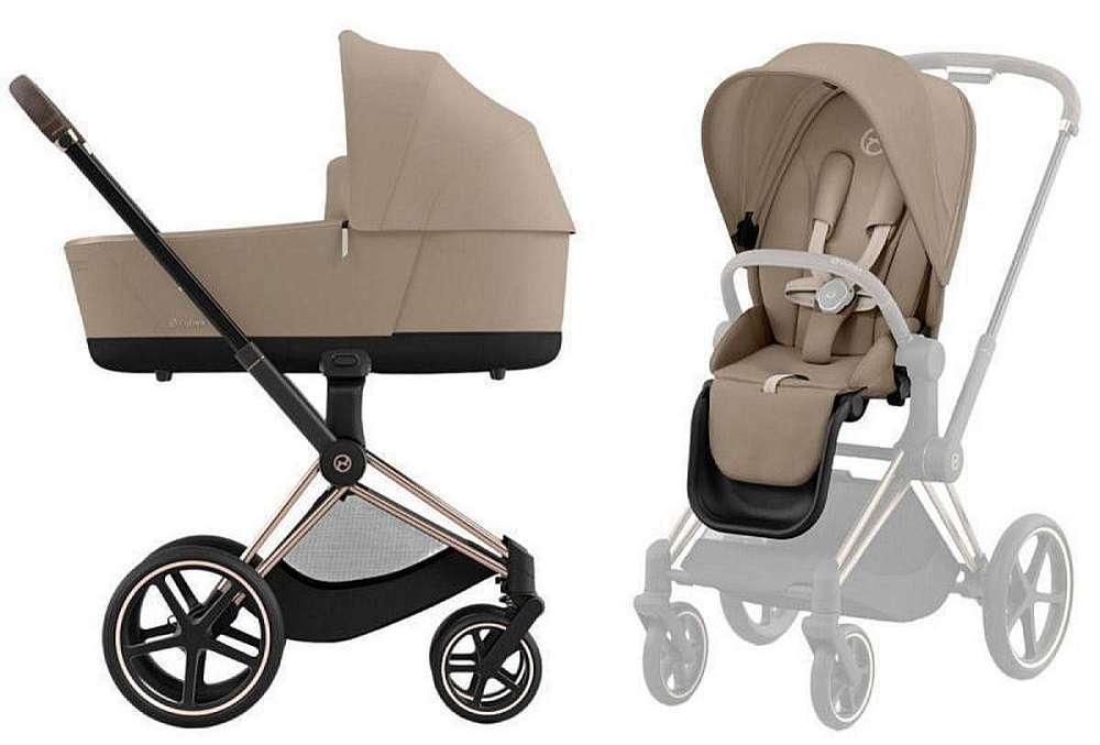 Коляска Cybex Priam IV Rosegold complete Cloud G Moon Black Plus Base G 3 в 1 Cozy Beige