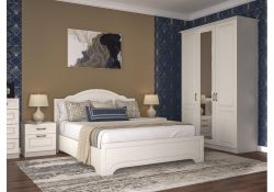 Шкаф Ливерпуль с зеркалом белый / ясень ваниль