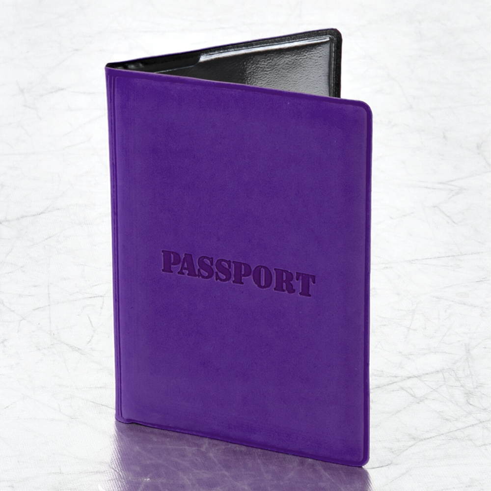 Обложка для паспорта мягкий полиуретан "PASSPORT" фиолетовая STAFF (5 штук в упаковке)