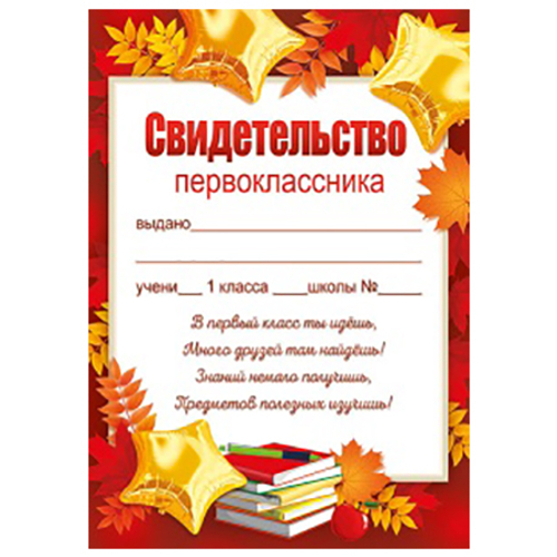 Свидетельство 39.302.00 Свидетельство первоклассника  46071