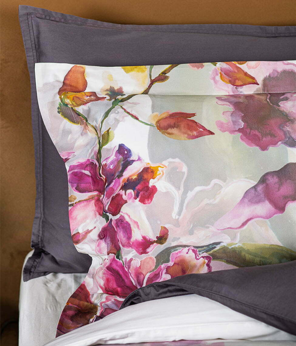 Постельное белье 2 спальное евро Decoflux Orchids Modern/White