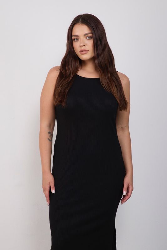 Платье-майка в рубчик; черный