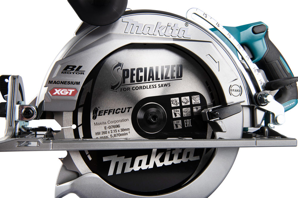 Аккумуляторная дисковая пила 260 мм с задней рукояткой XGT® RS002GZ Li-ion 40В XGT 260 мм 4000 об/мин